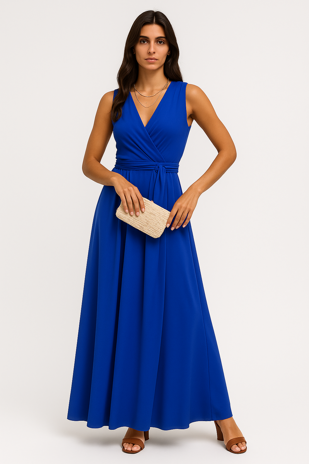 Henrika - Abito da Donna - Elegante Collo a V, Traspirante Blu