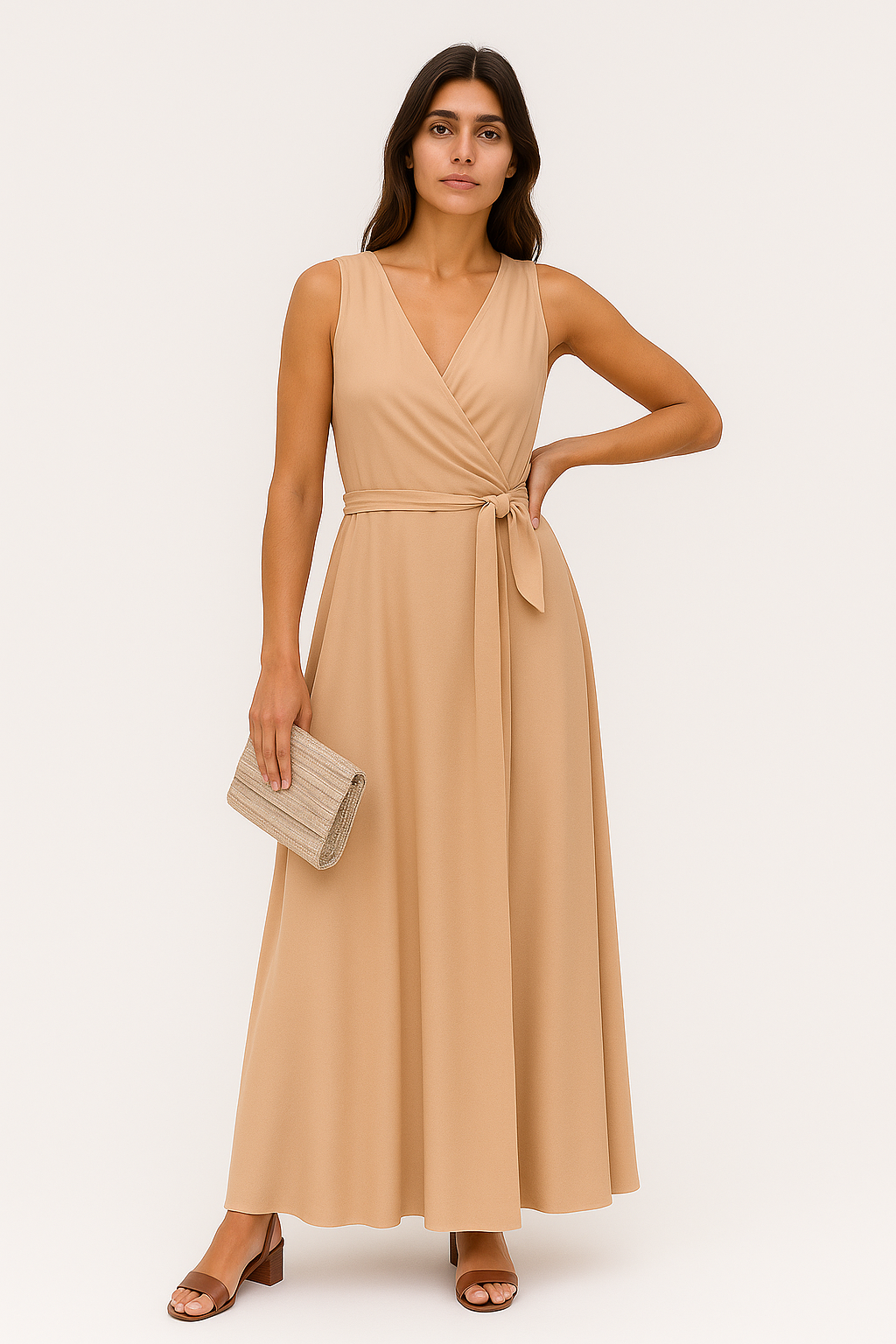 Henrika - Abito da Donna - Elegante Collo a V, Traspirante Khaki