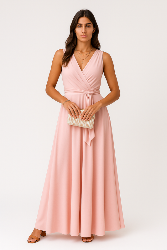 Henrika - Abito da Donna - Elegante Collo a V, Traspirante Rosa chiaro