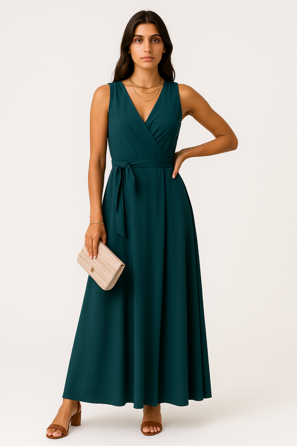 Henrika - Abito da Donna - Elegante Collo a V, Traspirante Verde scuro