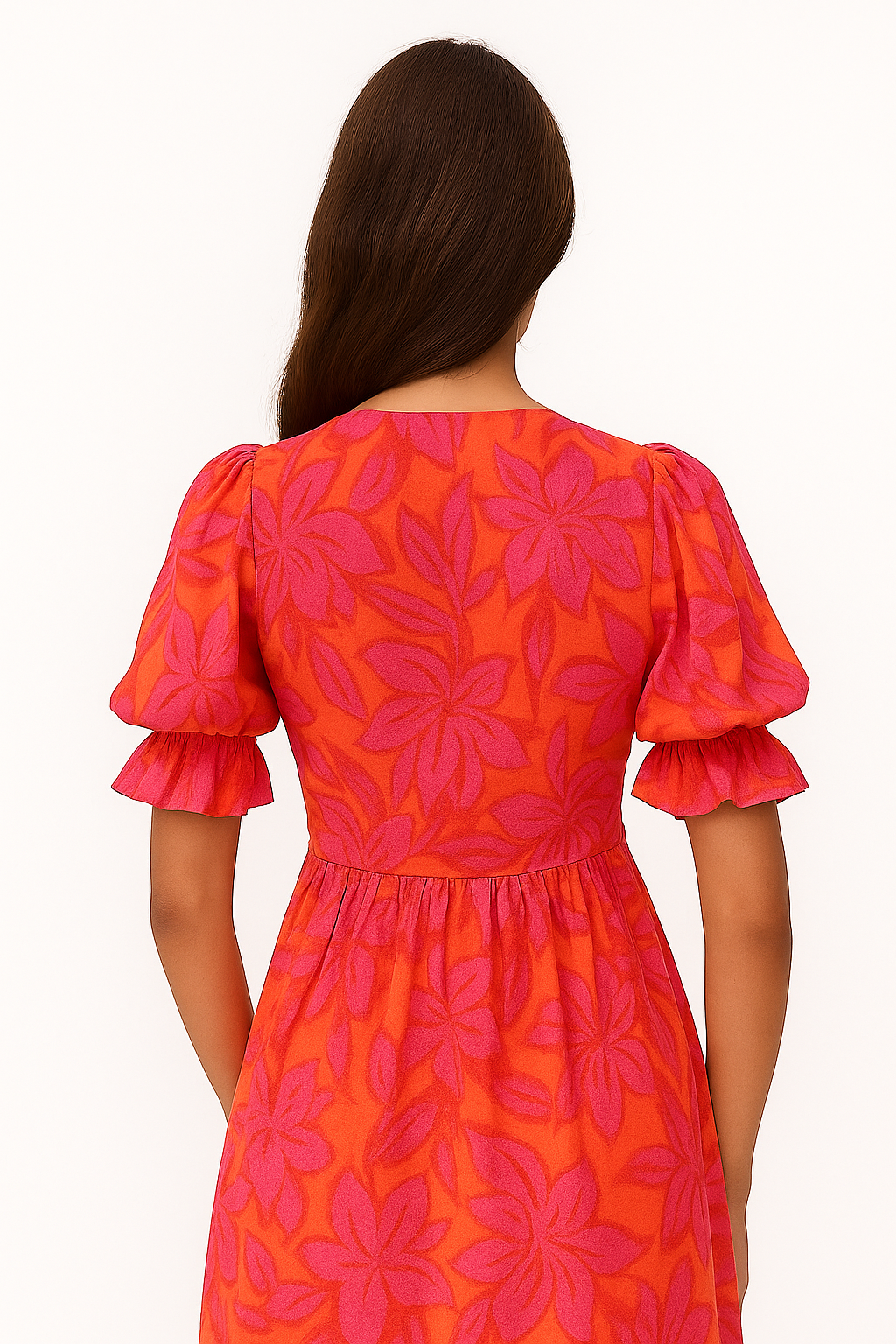 Heny - Abito Elegante Maxy Donna con Scollo a V Rosso