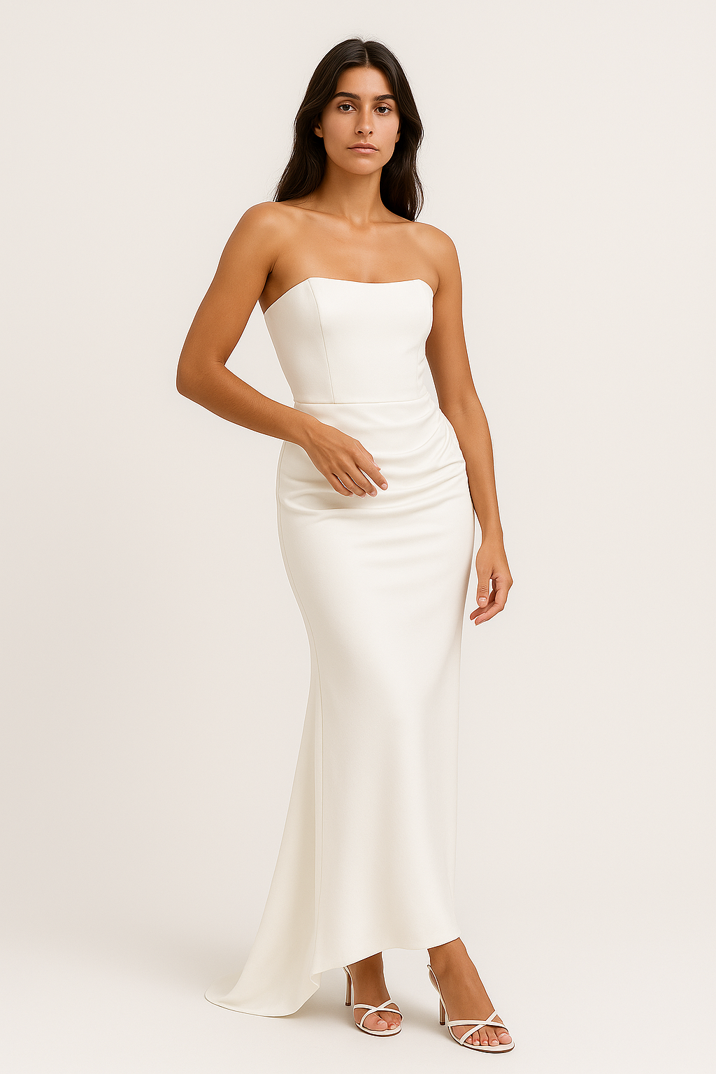 Hibaida - Abito da Donna Seta Off-Shoulder Elegante Avorio