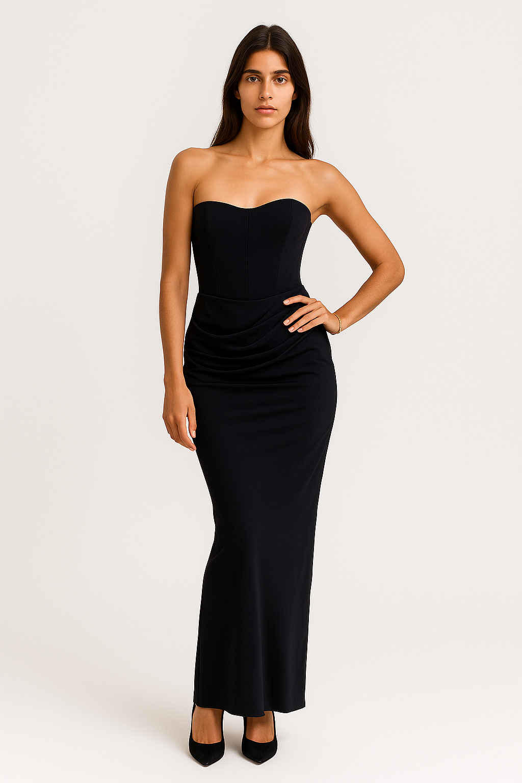 Hibaida - Abito da Donna Seta Off-Shoulder Elegante Nero