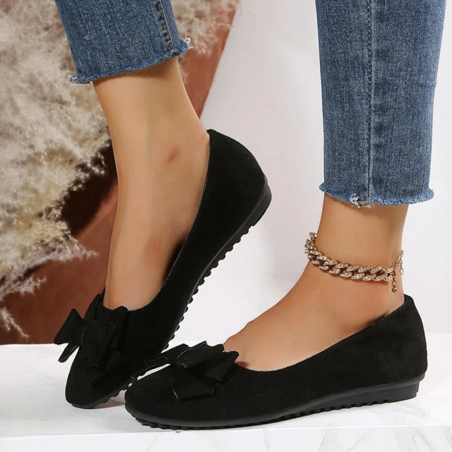 Hilaria – Scarpe Piatte Traspiranti con Fiocco per Donna Nero 2
