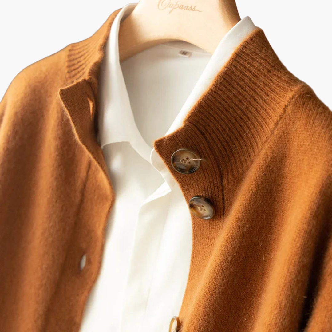 Hilda - Cardigan Donna in Morbido Tessuto con Bottoni Arancione