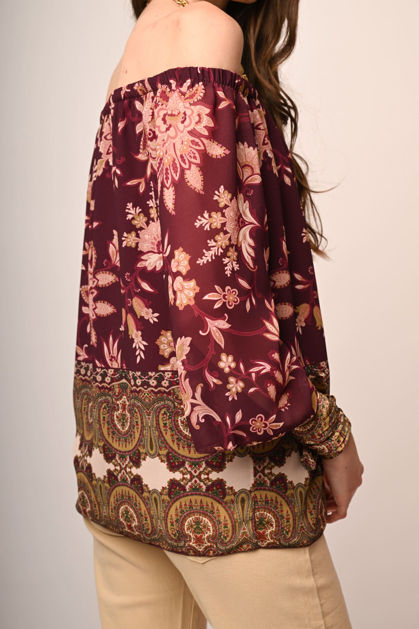 Hilde – Blusa Etnica con Spalle Scoperte Boho Chic 3