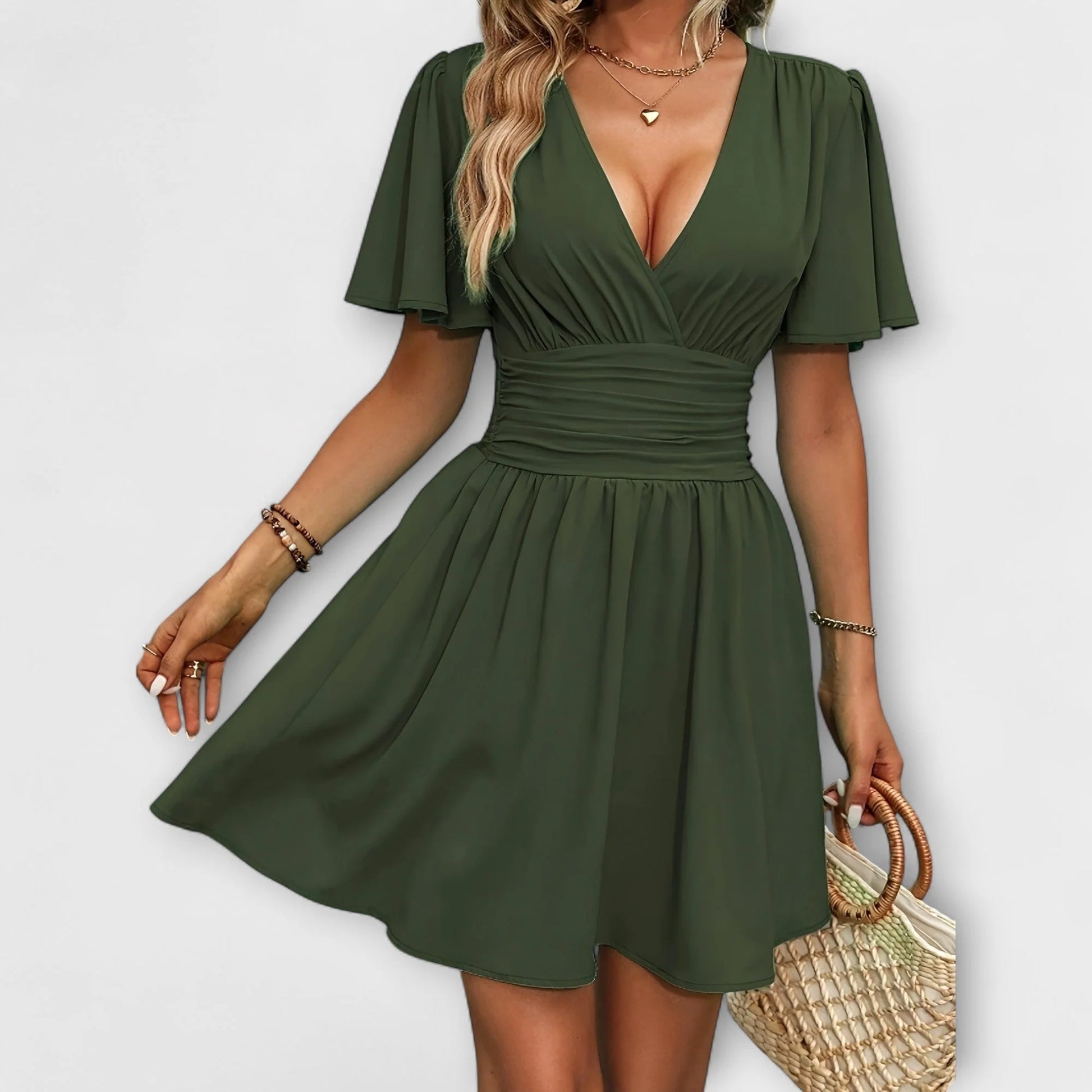 Hina - Abito Estivo Con Scollo A V Da Donna Verde