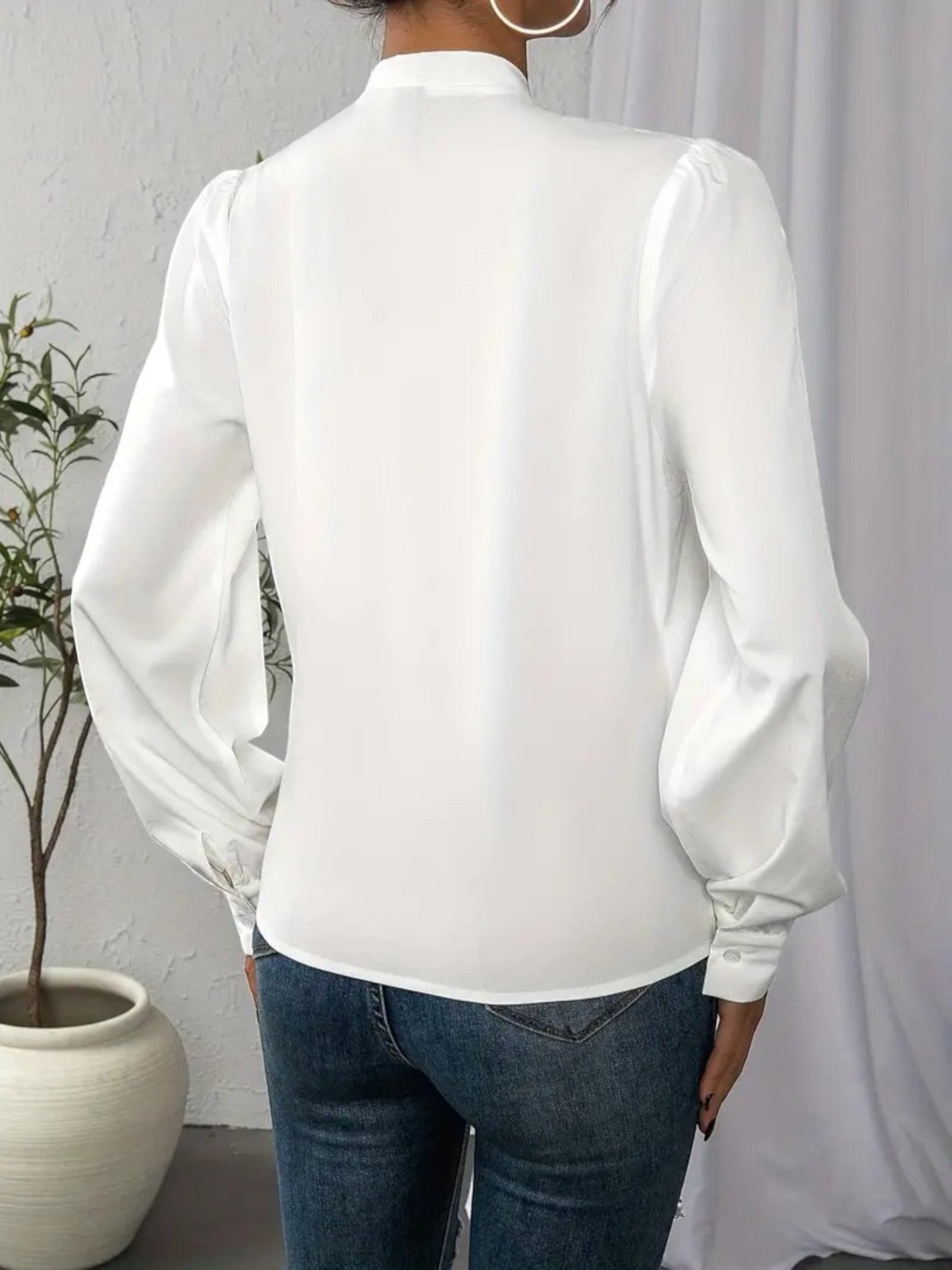 Homa - Elegante Camicetta con Scollo a V per Donna Bianco