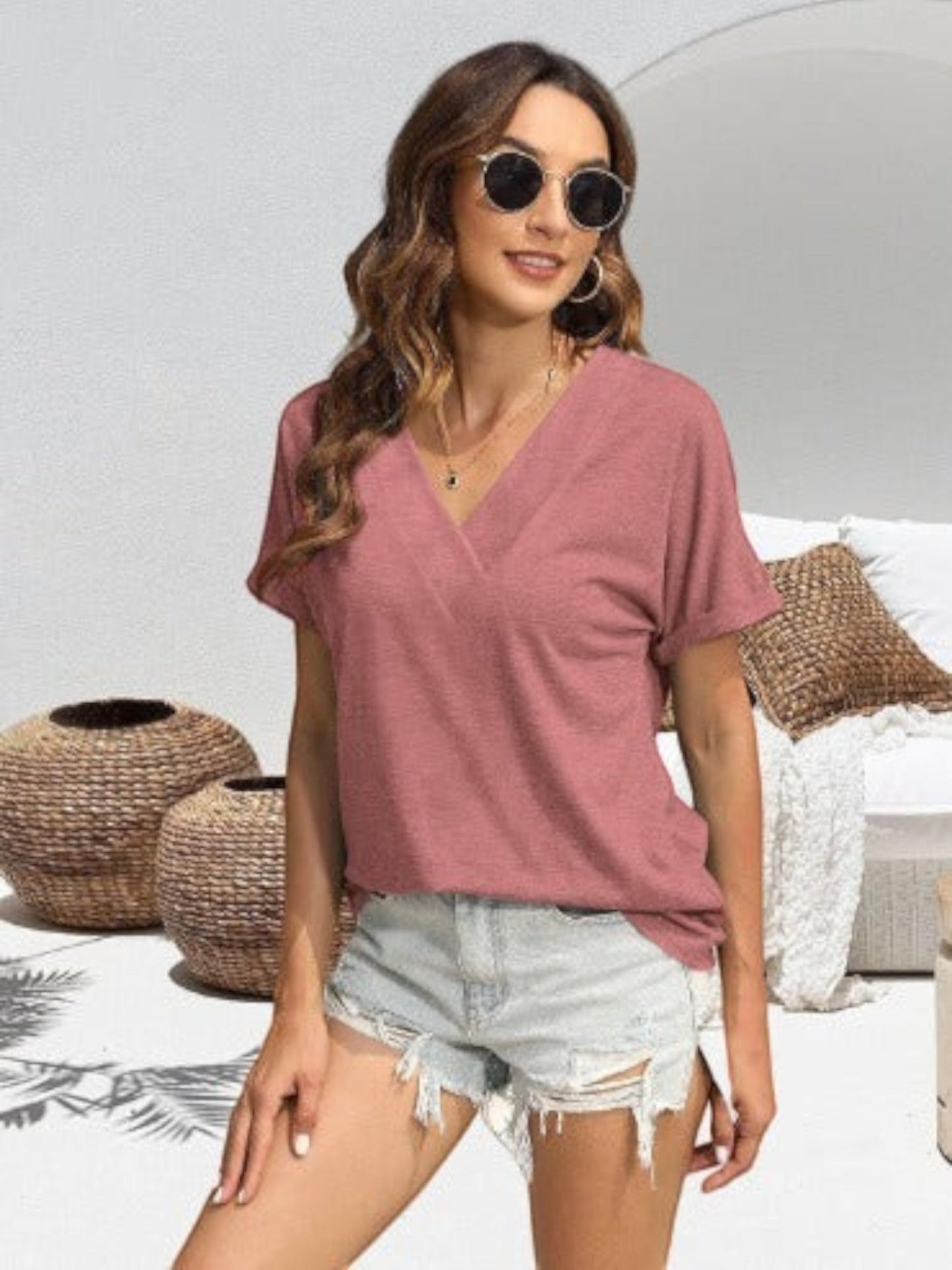 Honoria – Camicetta Estiva con Scollo a V da Donna Rosa