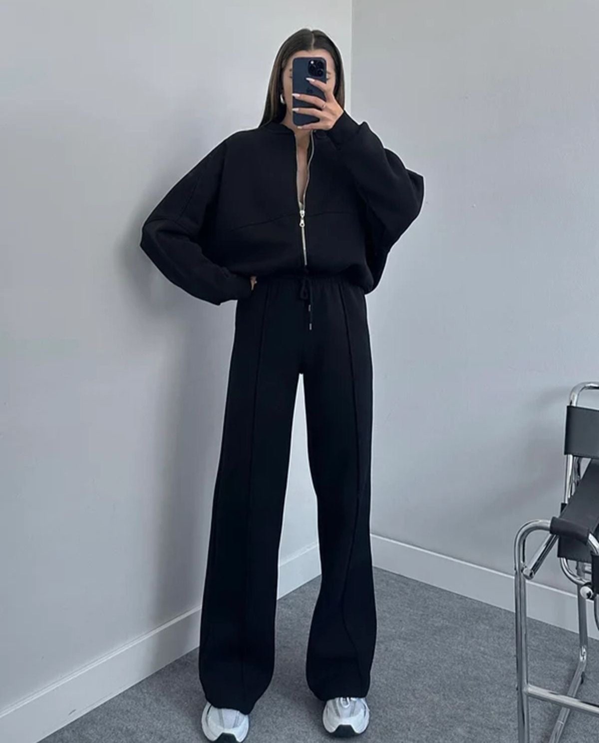 Debora - Completo Tuta Donna Autunnale con Maglione a Maniche Lunghe e Pantaloni con Coulisse