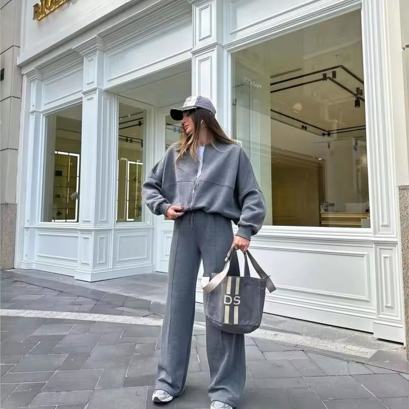 Debora - Completo Tuta Donna Autunnale con Maglione a Maniche Lunghe e Pantaloni con Coulisse