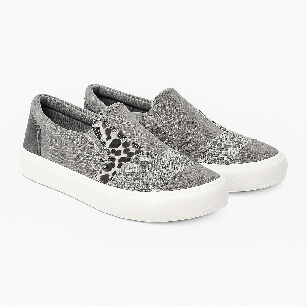 Ilenia - Scarpe Slip-On Donna Comode Leopardate Grigio