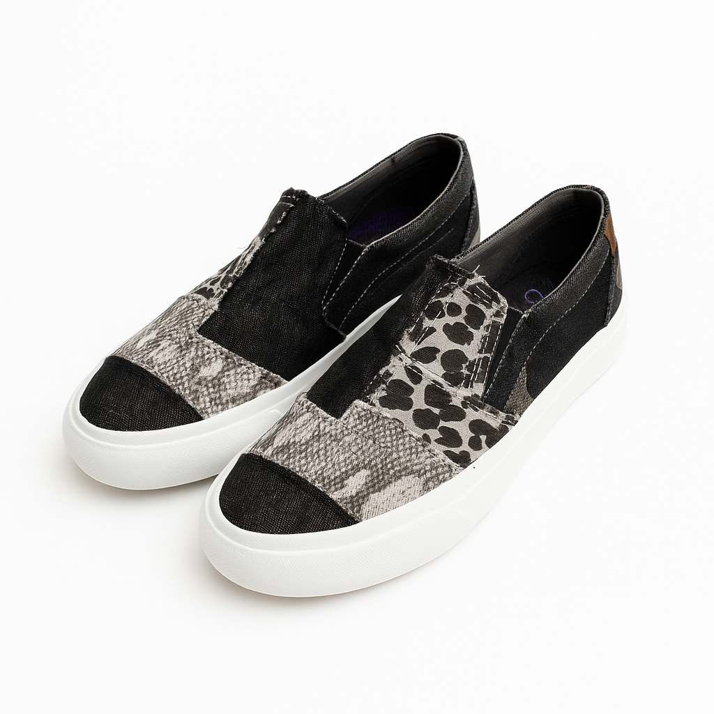 Ilenia - Scarpe Slip-On Donna Comode Leopardate Nero