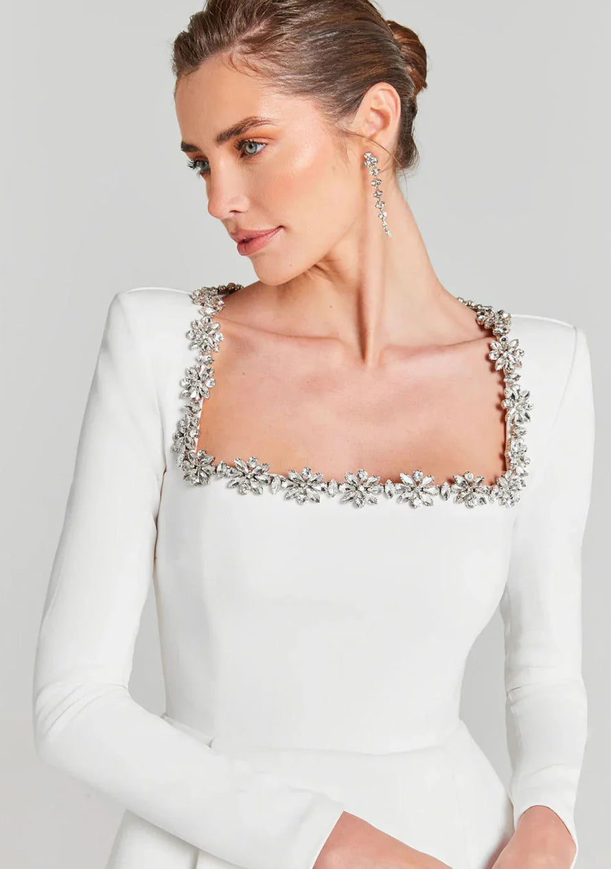 Emiliana - Abito mini in velluto elegante a maniche lunghe