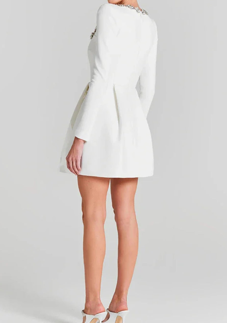 Emiliana - Abito mini in velluto elegante a maniche lunghe