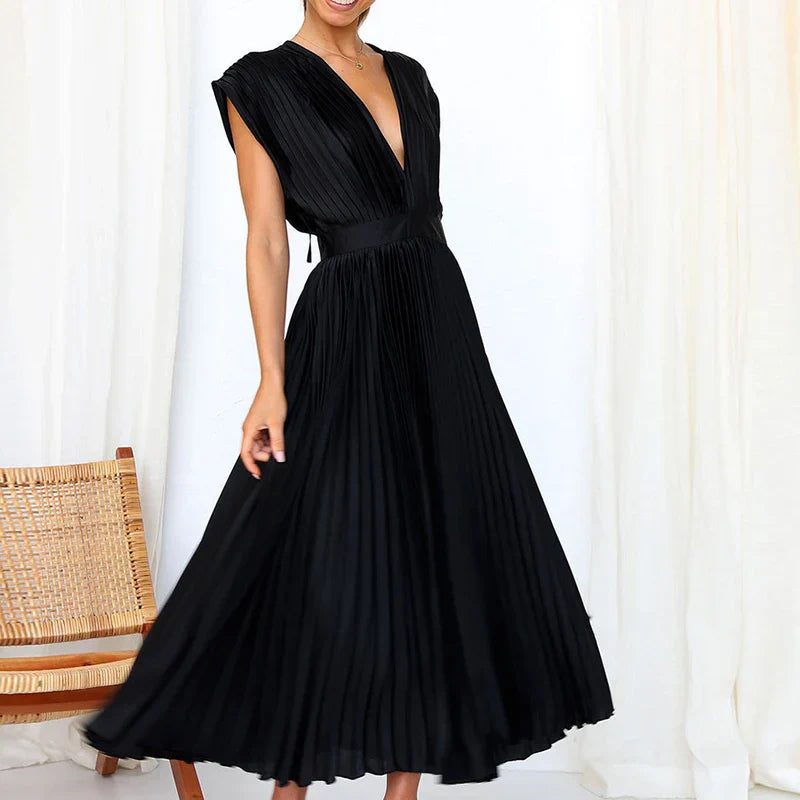 Iole - Abito Elegante Donna Senza Maniche Comodo Nero