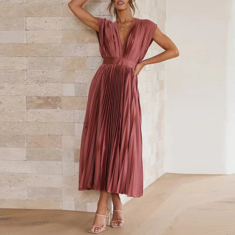 Iole - Abito Elegante Donna Senza Maniche Comodo Rosso mattone
