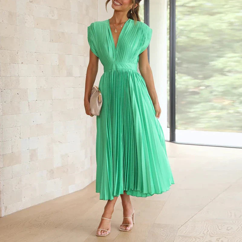 Iole - Abito Elegante Donna Senza Maniche Comodo Verde