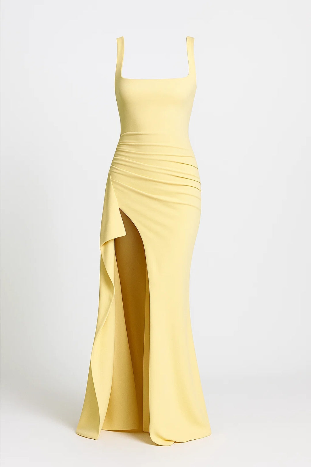 Irenea - Abito Lungo Donna con Spacco Laterale Giallo