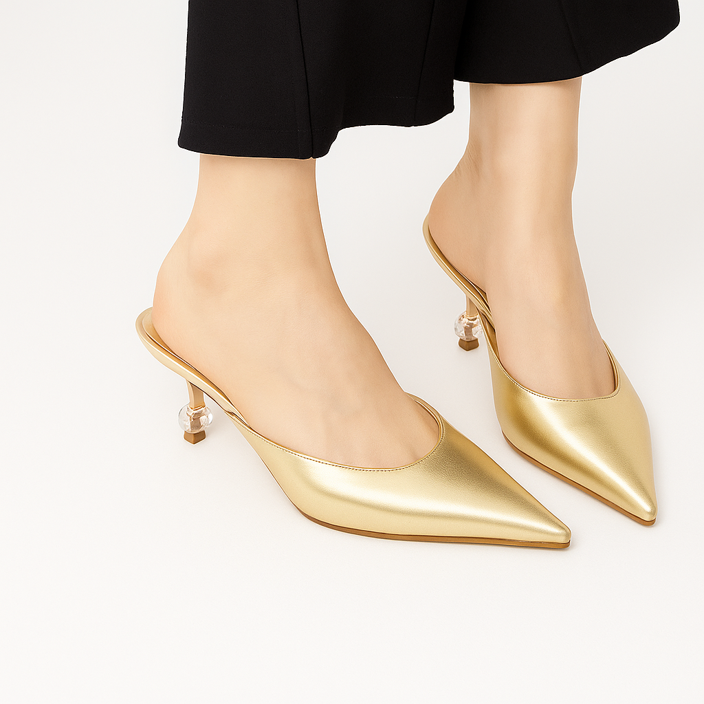 Isabellina - Mules Donna con Tacco Eleganti e Versatili Oro