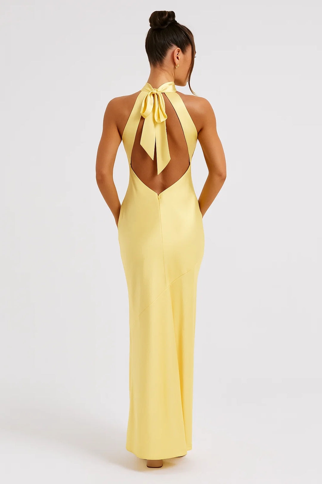 Isma - Abito Lungo Donna con Scollo All’Americana Giallo