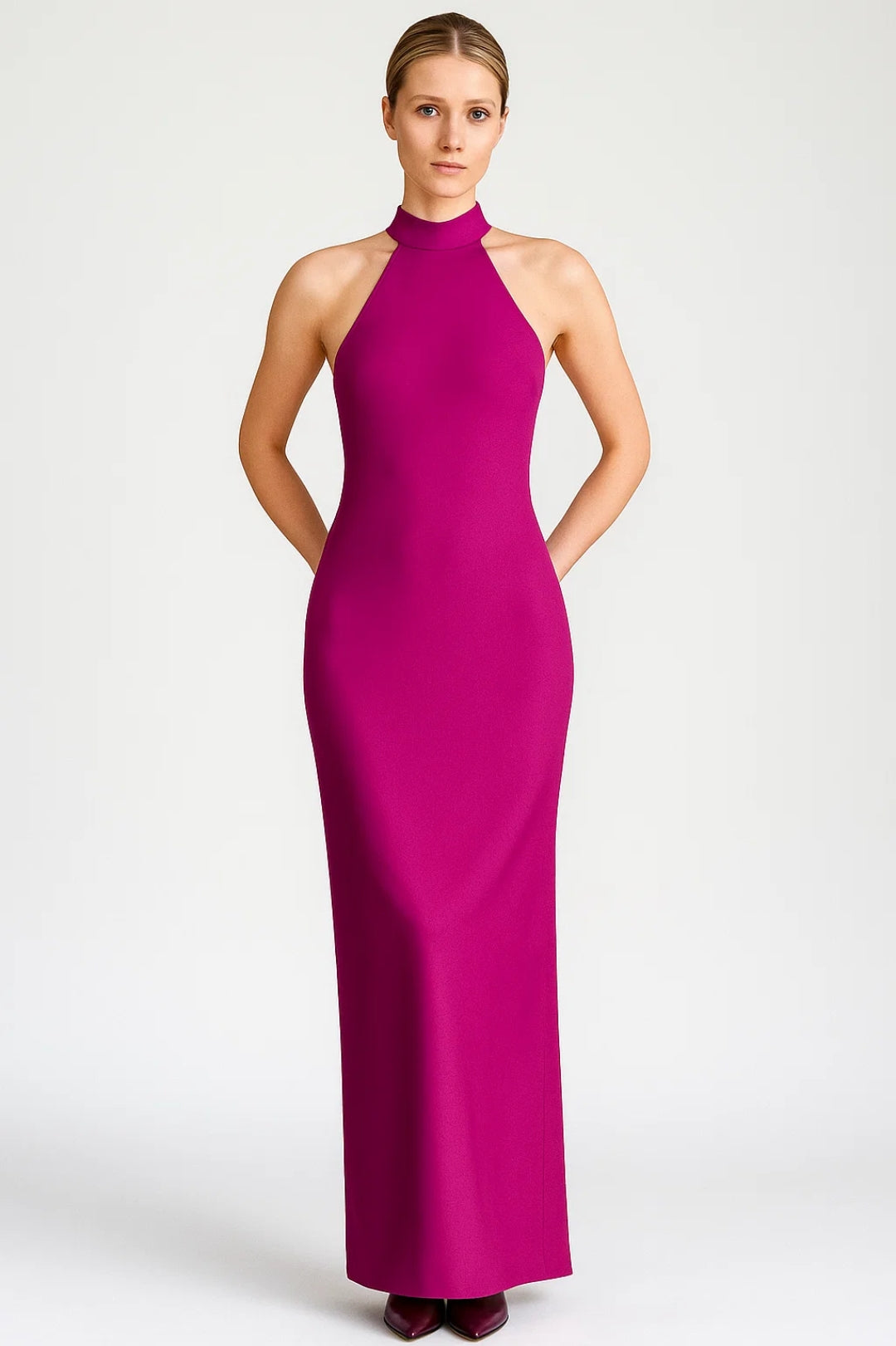 Isma - Abito Lungo Donna con Scollo All’Americana Rosa