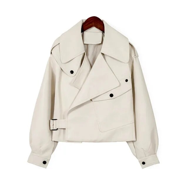 Ivana - Giacca in Pelle Donna Slim Fit Beige