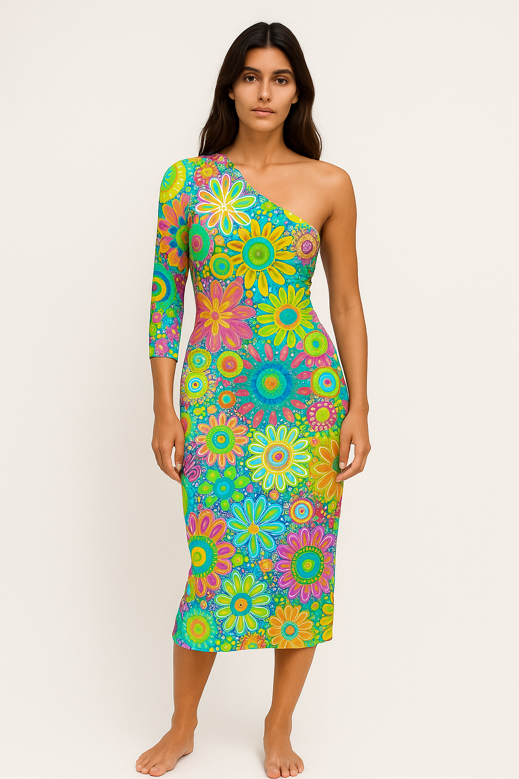 Jacquelina – Abito Floreale Elegante per Cerimonie Verde