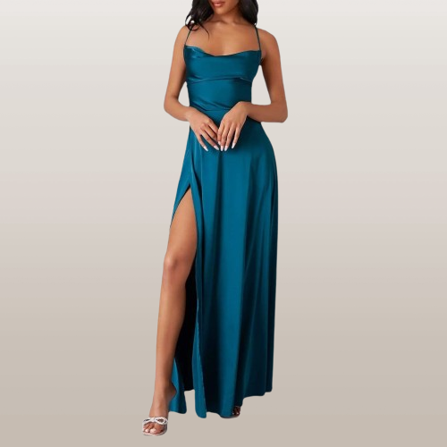 Jamelia – Abito Elegante Maxi da Cerimonia Donna Blu