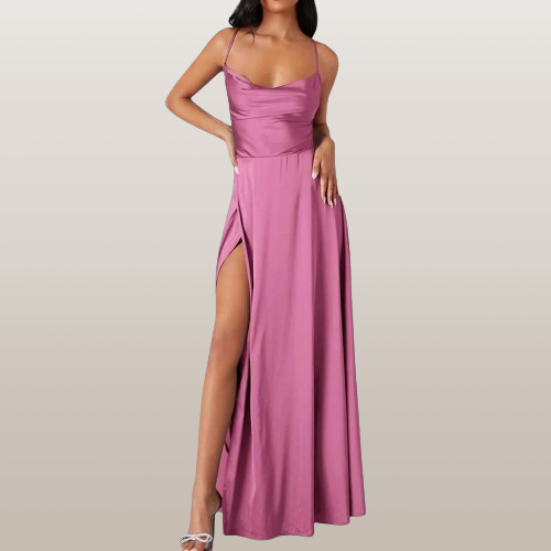 Jamelia – Abito Elegante Maxi da Cerimonia Donna Rosa