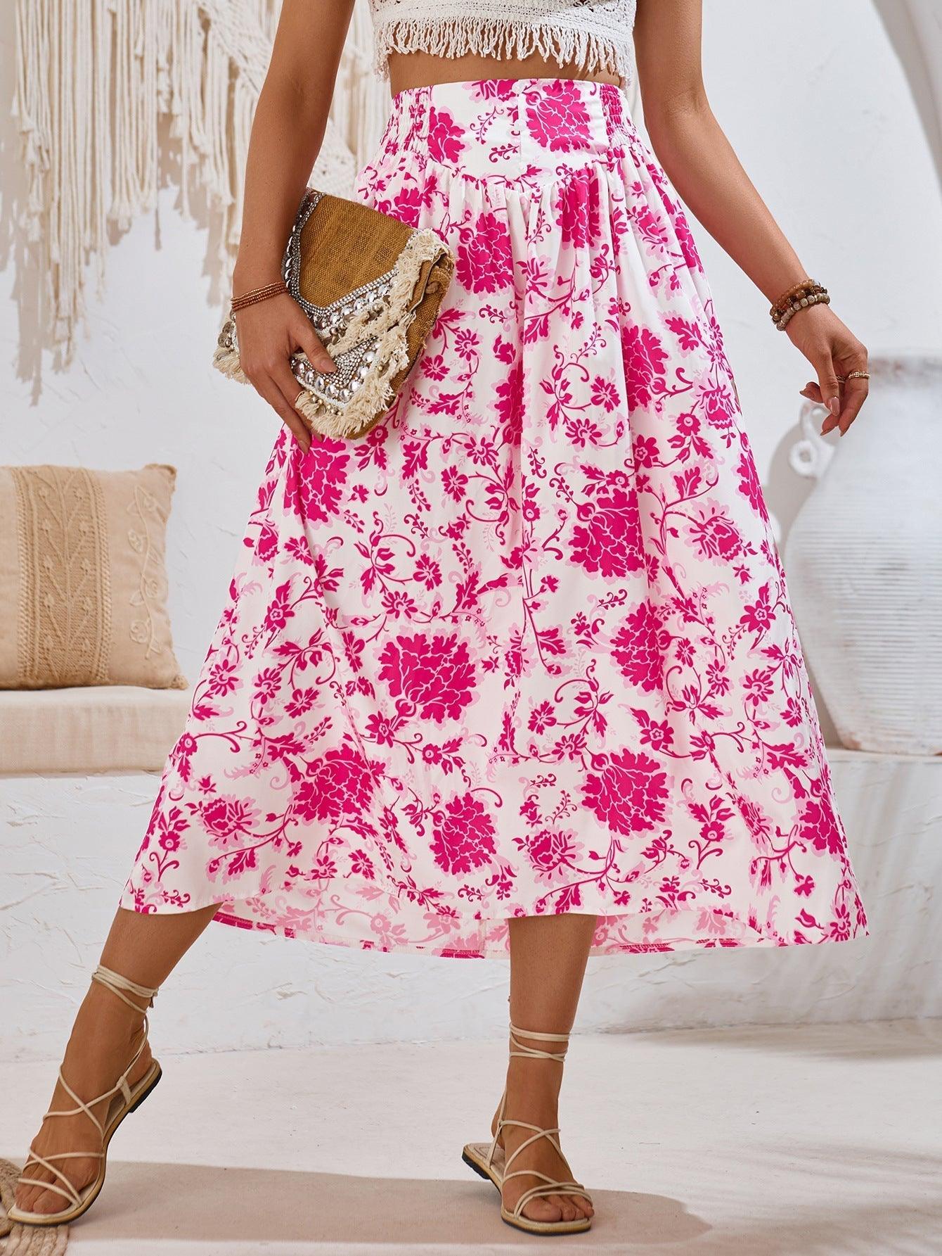 Jayla – Gonna Lunga Floreale Donna Elegante e Comoda Rosa