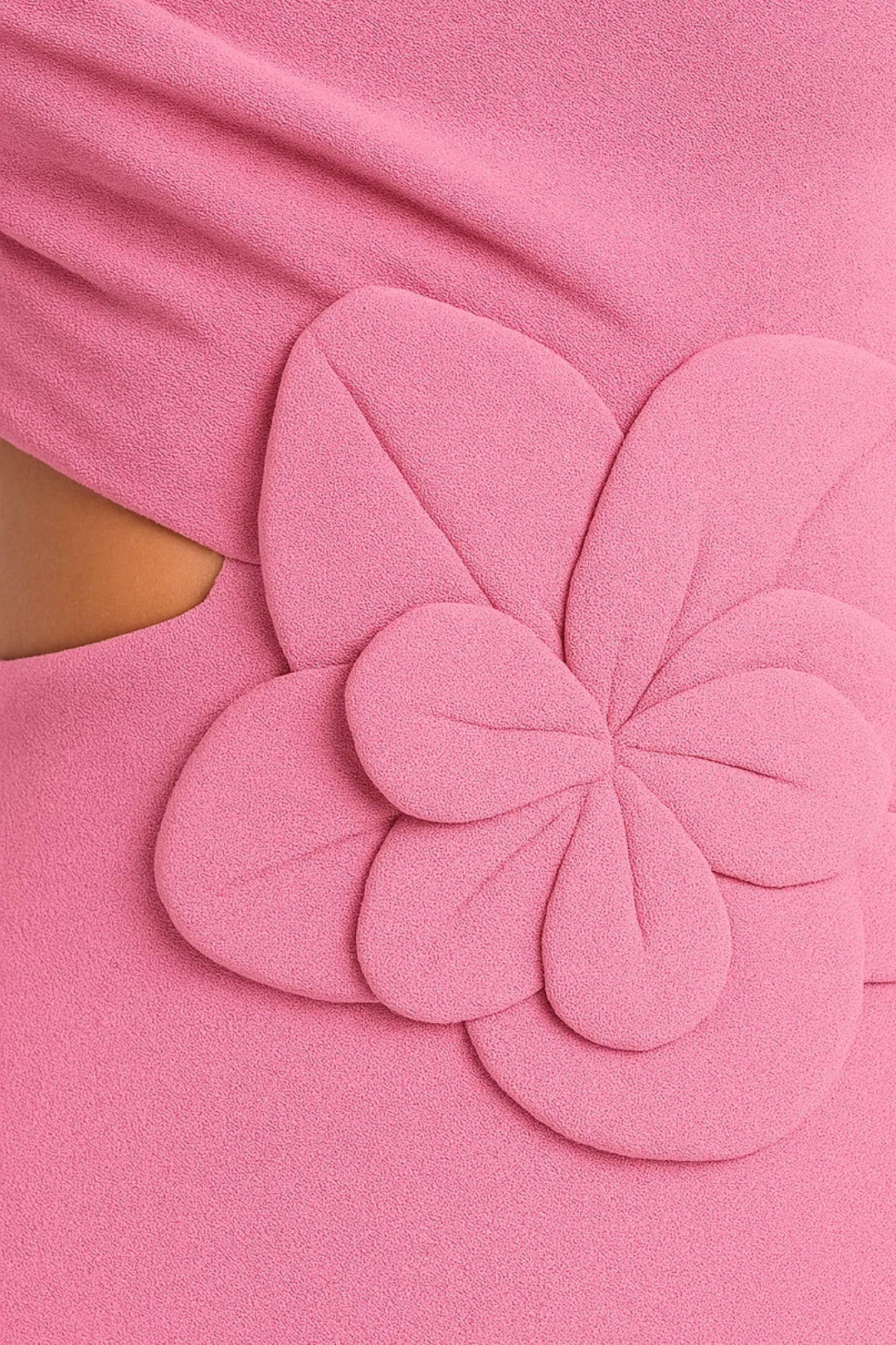 Jeanette – Abito Lungo Monospalla con Fiore 3D Rosa