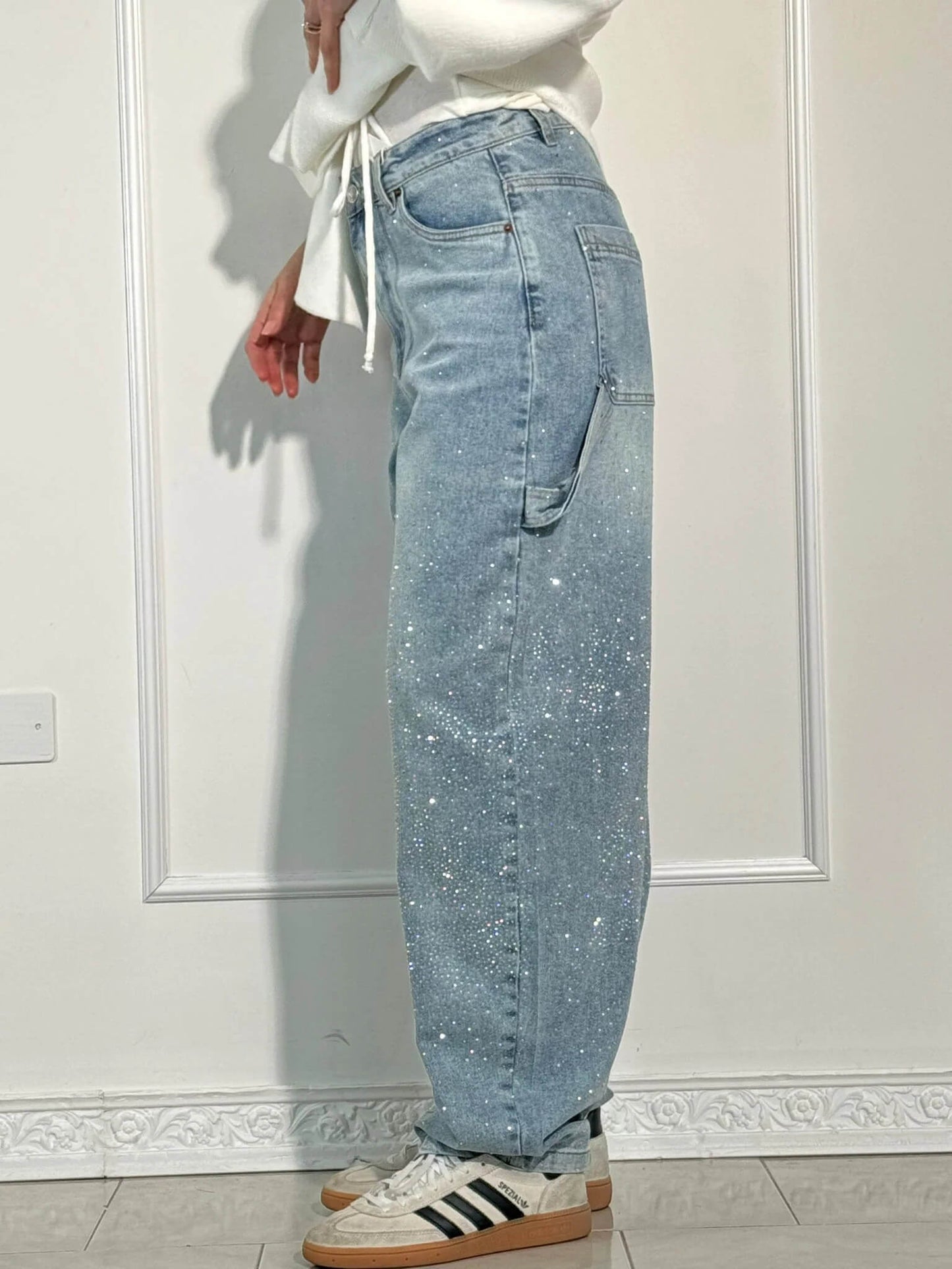 Uva - Jeans donna baggy effetto paint urban