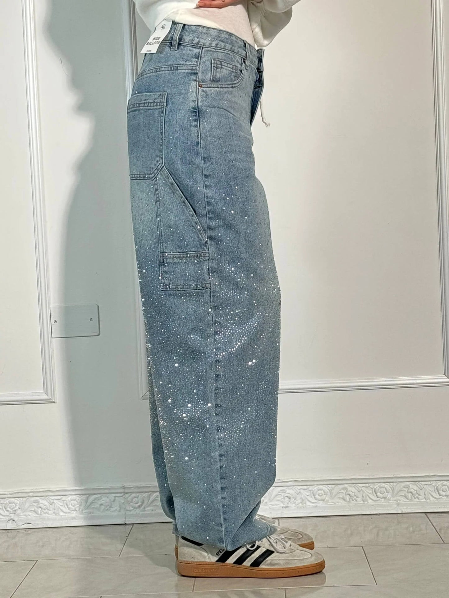 Uva - Jeans donna baggy effetto paint urban