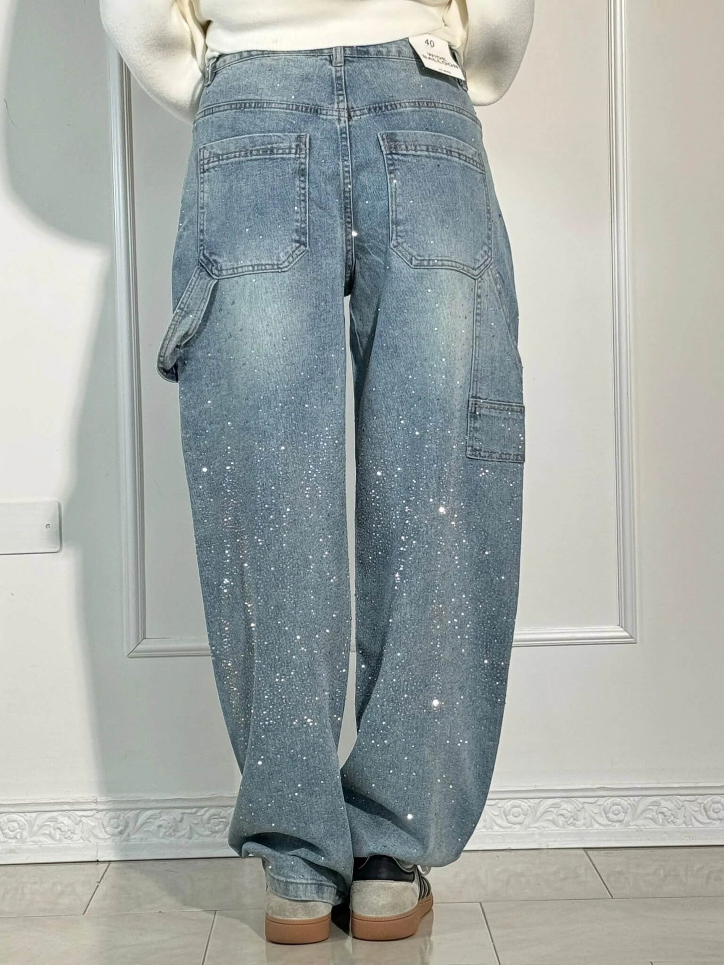 Uva - Jeans donna baggy effetto paint urban