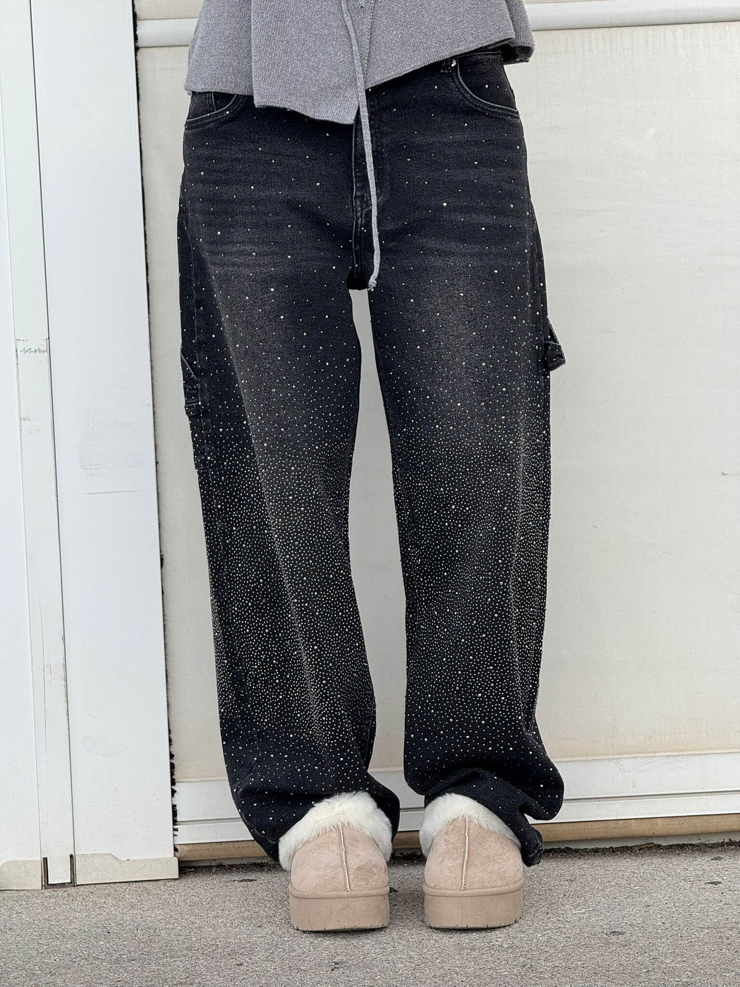 Uva - Jeans donna baggy effetto paint urban