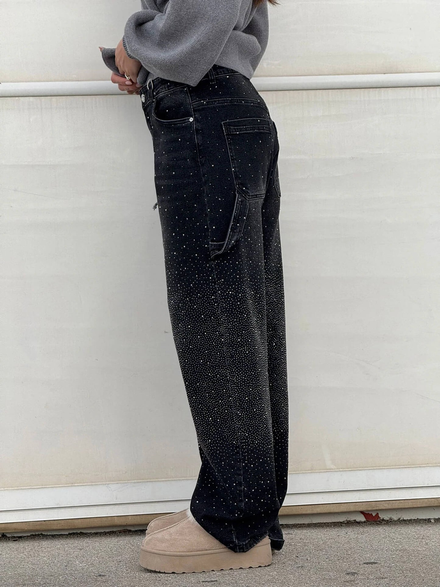 Uva - Jeans donna baggy effetto paint urban