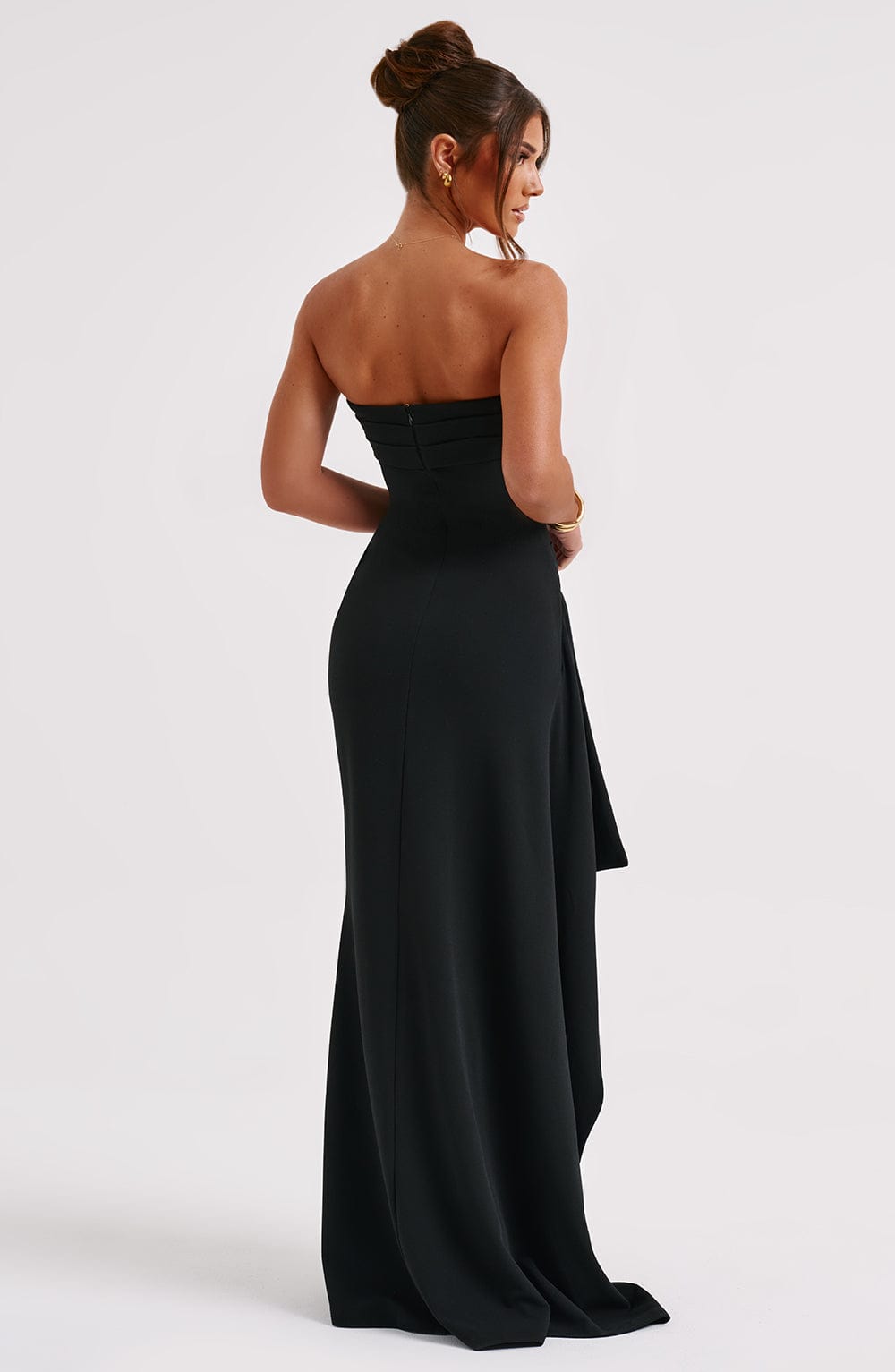 Jill – Abito Cerimonia Donna Elegante in Crepe Maxi Nero