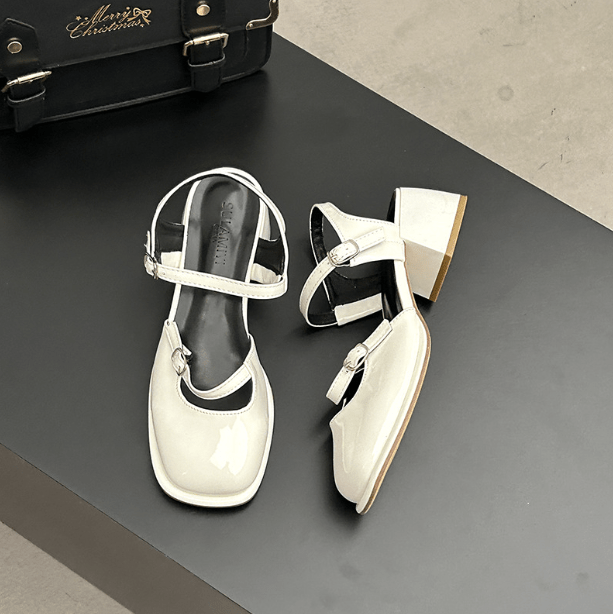 Jimena – Sandali Donna Comodi con Tacco Quadrato Vintage Bianco