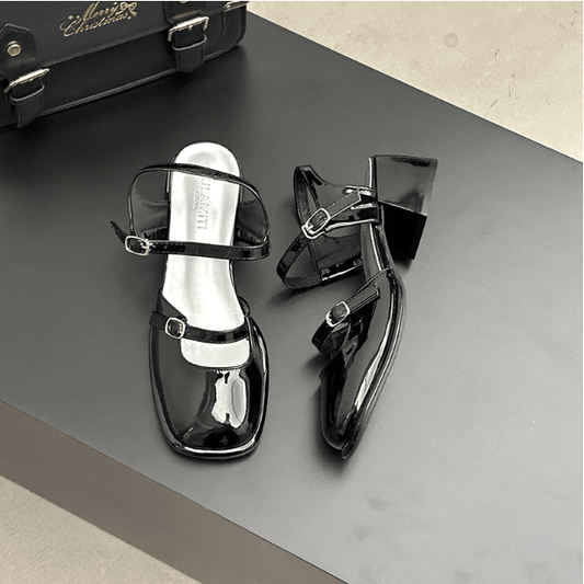 Jimena – Sandali Donna Comodi con Tacco Quadrato Vintage  Nero