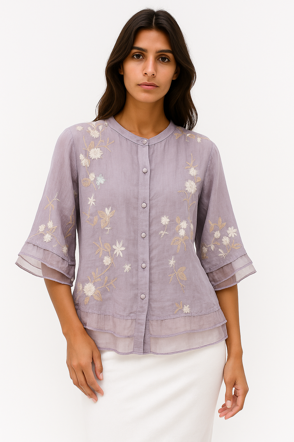 Kamilia – Camicetta Donna Elegante con Ricami Sofisticati Viola