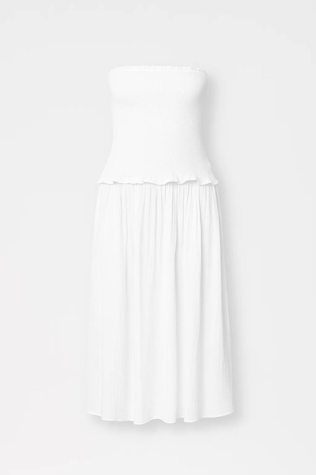 Karen – Abito Lungo Estivo Senza Spalline con Top Elasticizzato Bianco