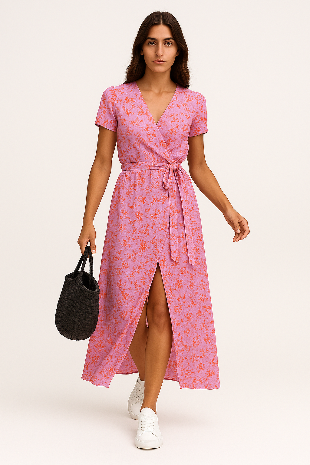 Katia – Abito Estivo Donna Colorato con Scollo a V Rosa