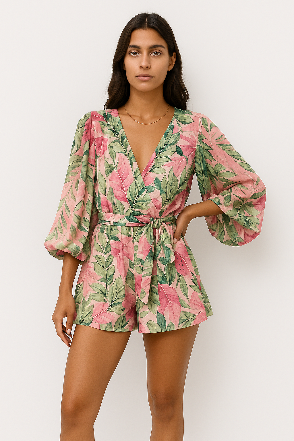 Kendra – Tuta Sexy con Scollo a V Profondo Elegante Verde