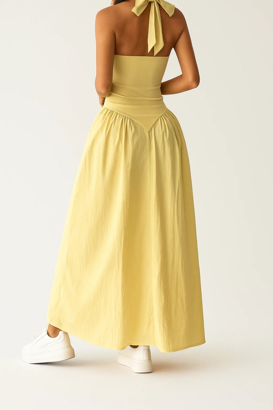 Kimberly – Abito Lungo Giallo con Scollo all’Americana Giallo