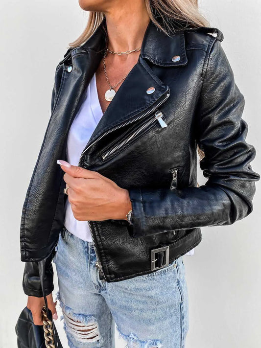 Letizia - Giacca Biker in Ecopelle Stile Rock-Chic Nero