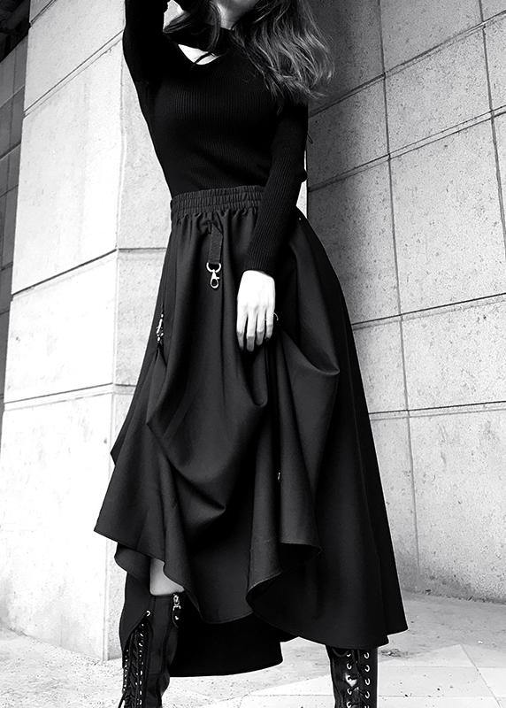 Speranza - Gonna estiva nera asimmetrica in cotone donna