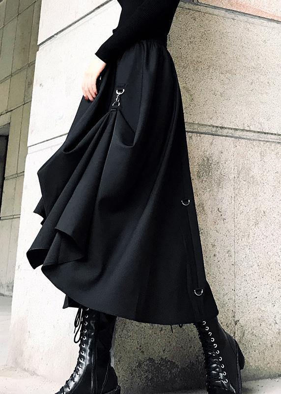 Speranza - Gonna estiva nera asimmetrica in cotone donna