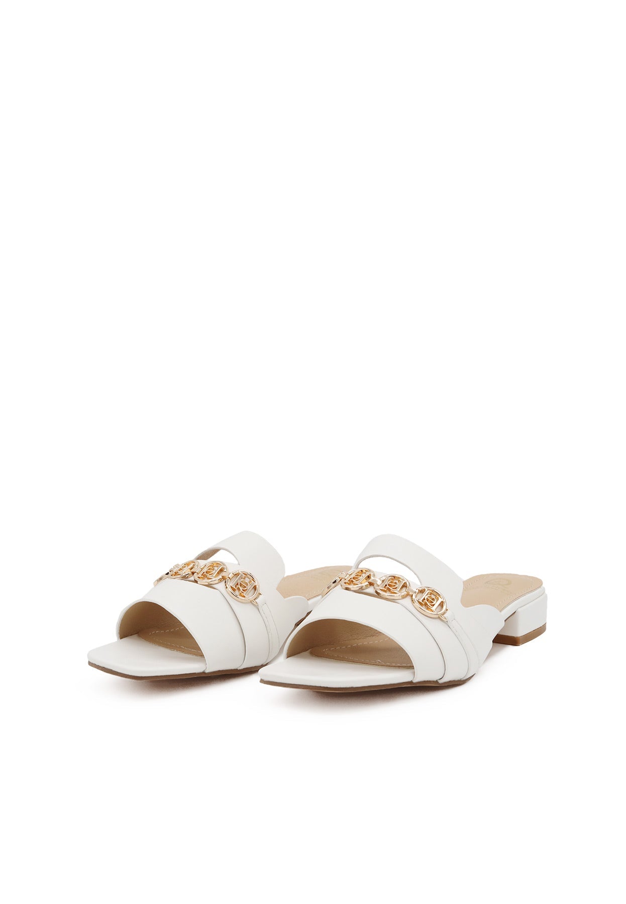 Loredana - Sandali Donna Eleganti con Dettagli Dorati Bianco
