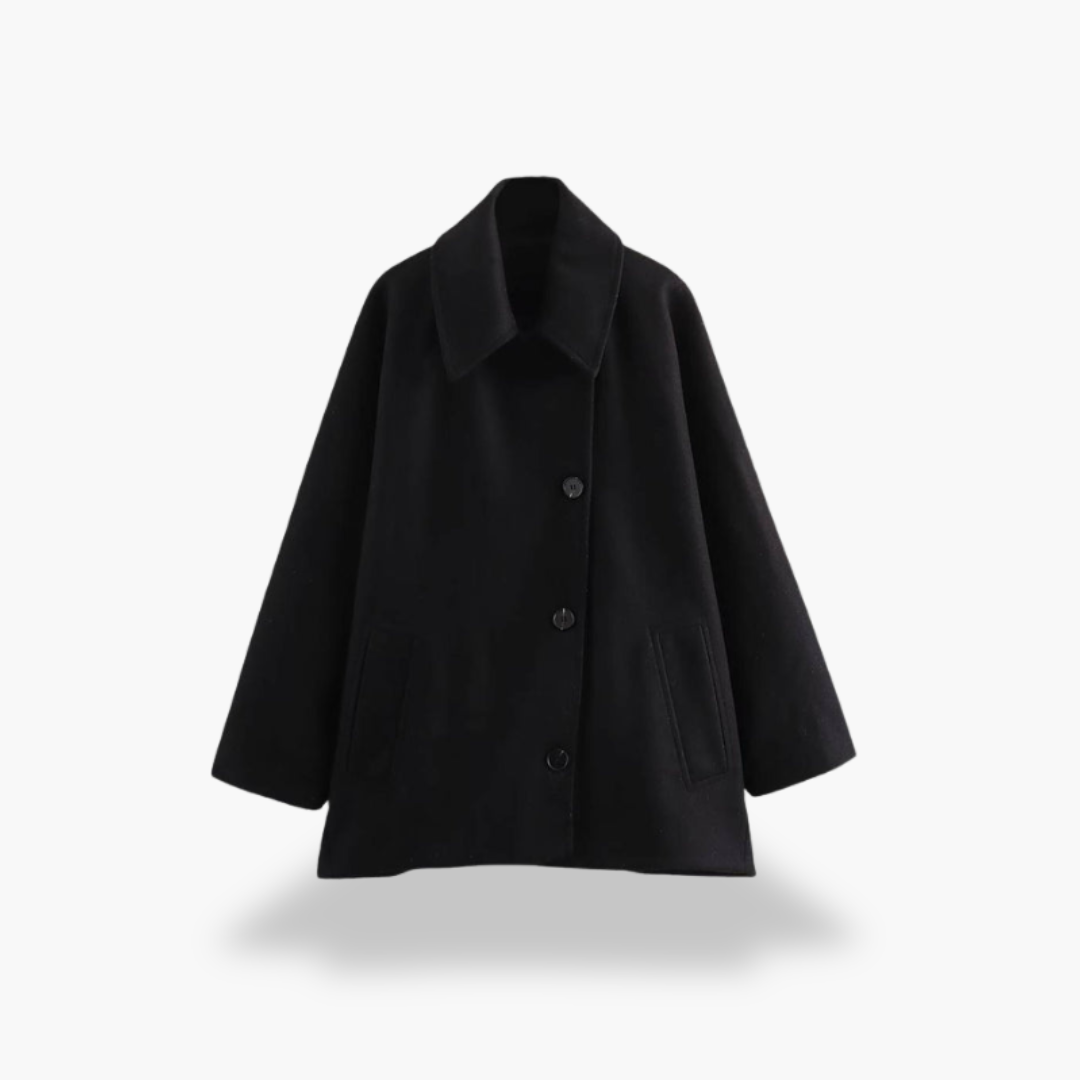 Lorenza - Cappotto Donna in Lana con Bottoni Nero